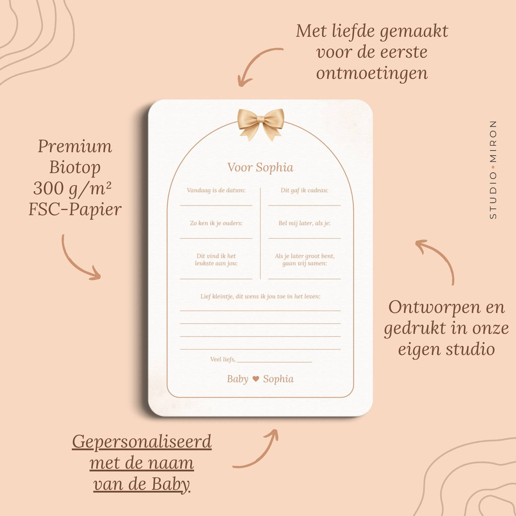 Kraamkaarten voor de baby pluspunten boho beige Studio Miron