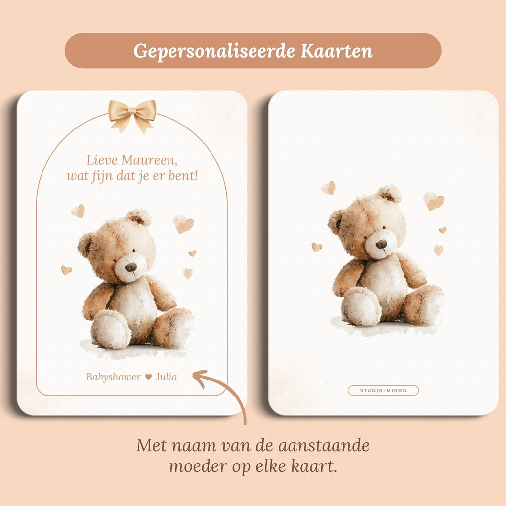 Mini Welkomstbord A6 - Naamkaart | Boho Beige met Beertje
