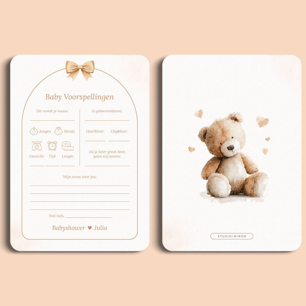 Baby Shower Fill-In Card Set | Boho Bow