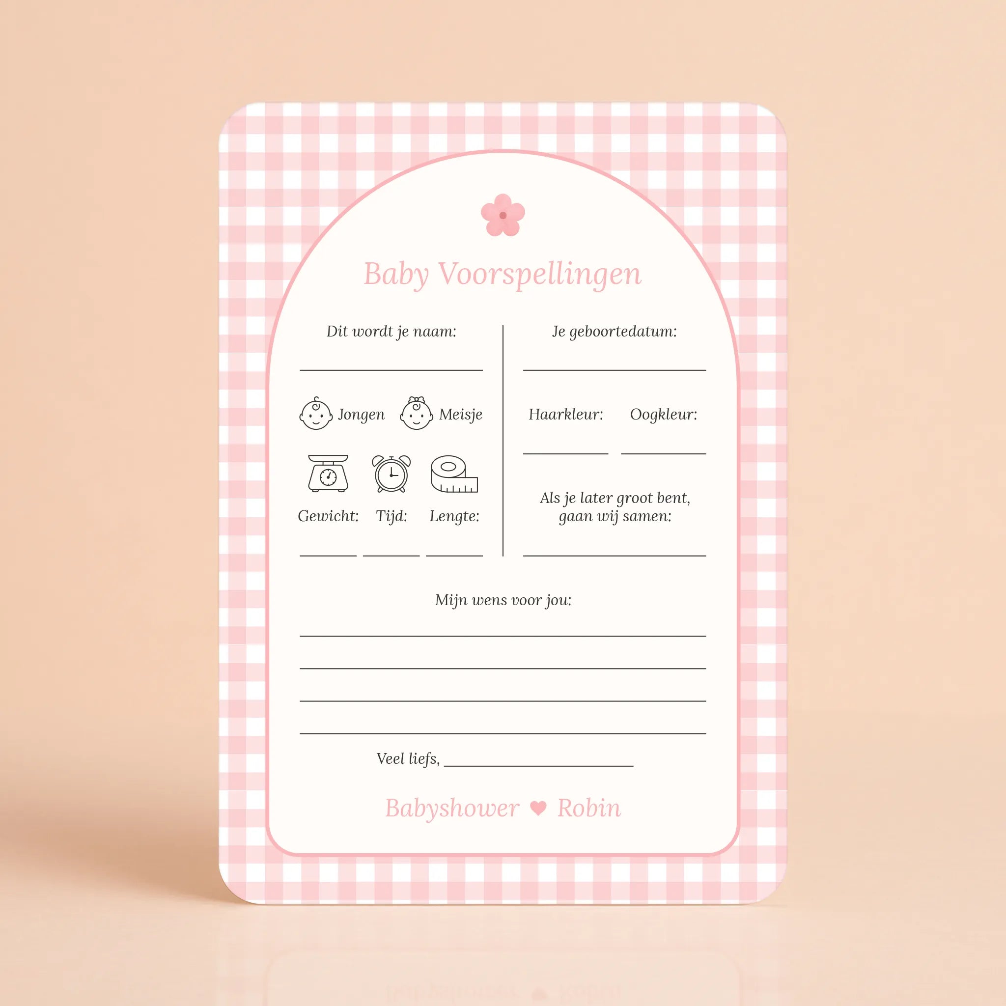 Baby Voorspellingen | Gingham Roze