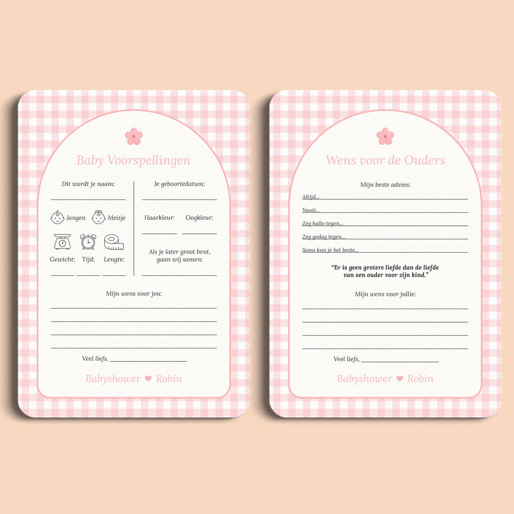 Invulkaarten Pakket | Gingham Roze