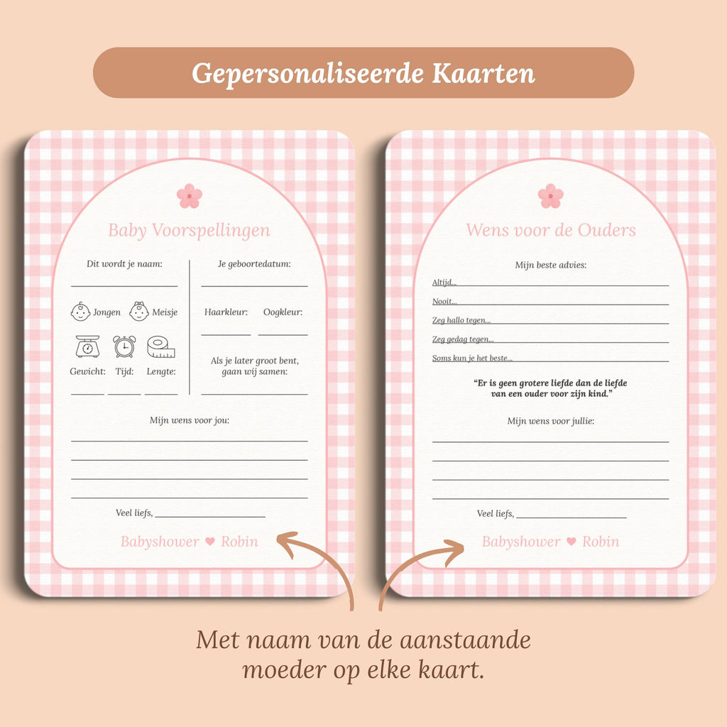Invulkaarten Pakket | Gingham Roze