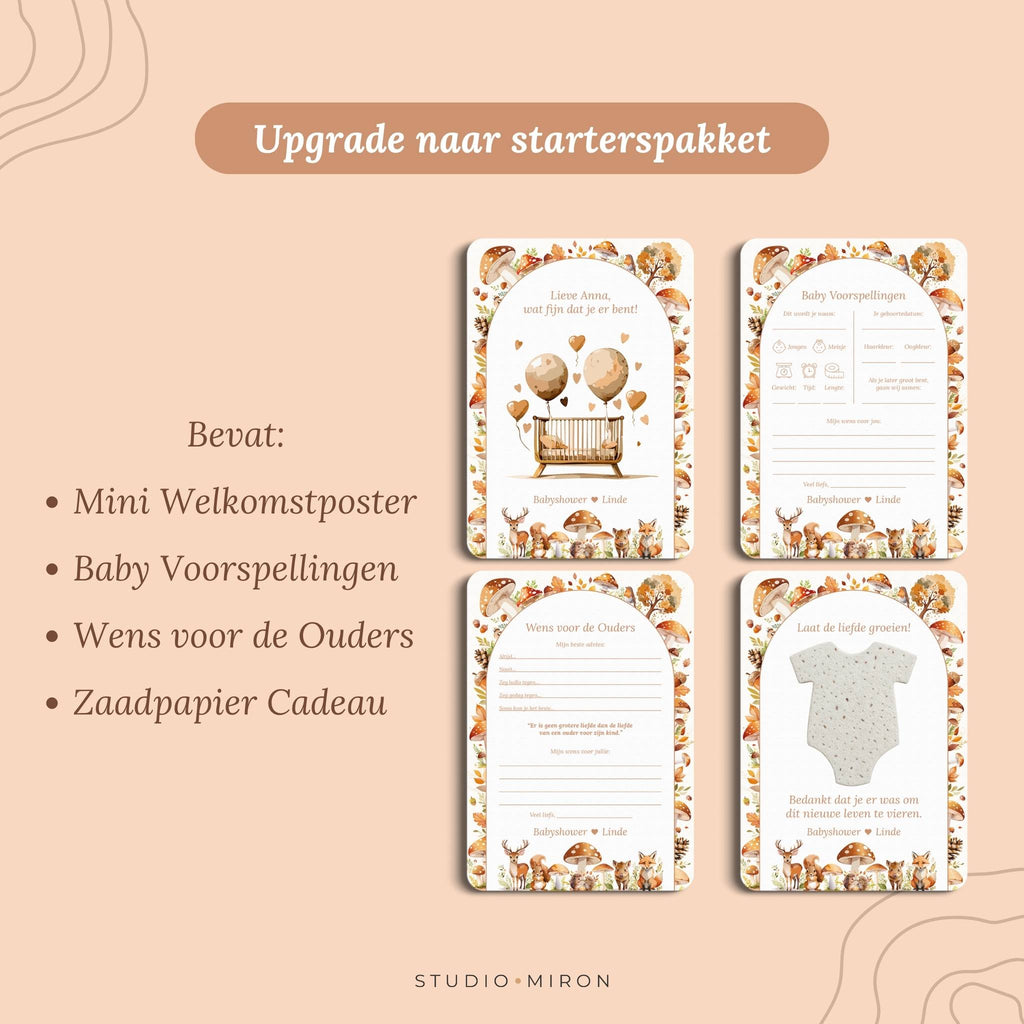 Babyshower Invulkaarten Pakket | Bosdieren