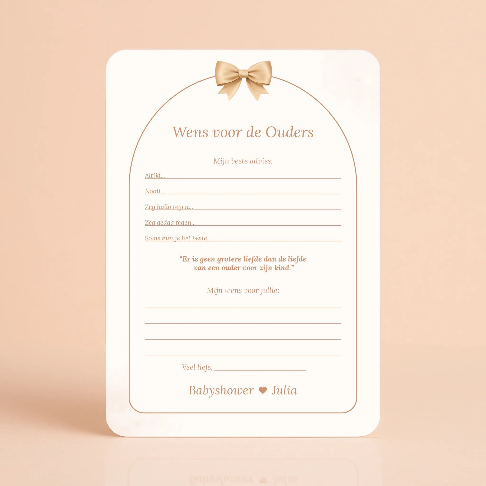 Babyshower invulkaart Wens voor de Ouders in Boho Beige met Beertje stijl, gepersonaliseerd – Studio Miron