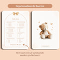 Babyshower spelletjes baby quiz boho beige beertje gepersonaliseerd voor en achter Studio Miron