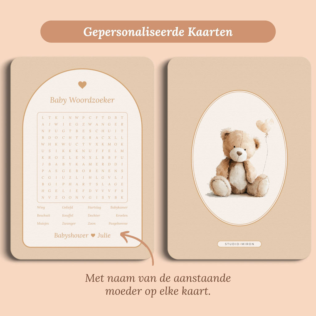 Baby Woordzoeker | Boho Zand met Beertje