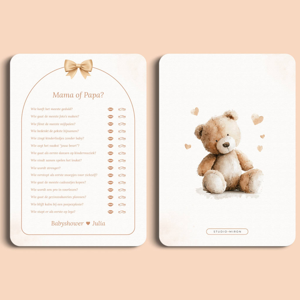 Gioco Baby Shower – Mamma o Papà | Fiocco Boho